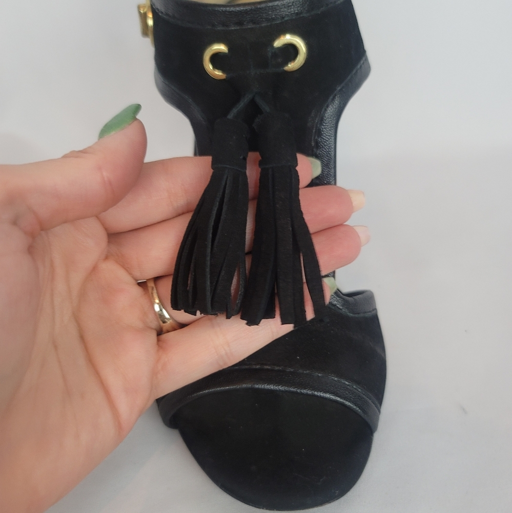 Coach Tristen Black Tassel Heels Gem